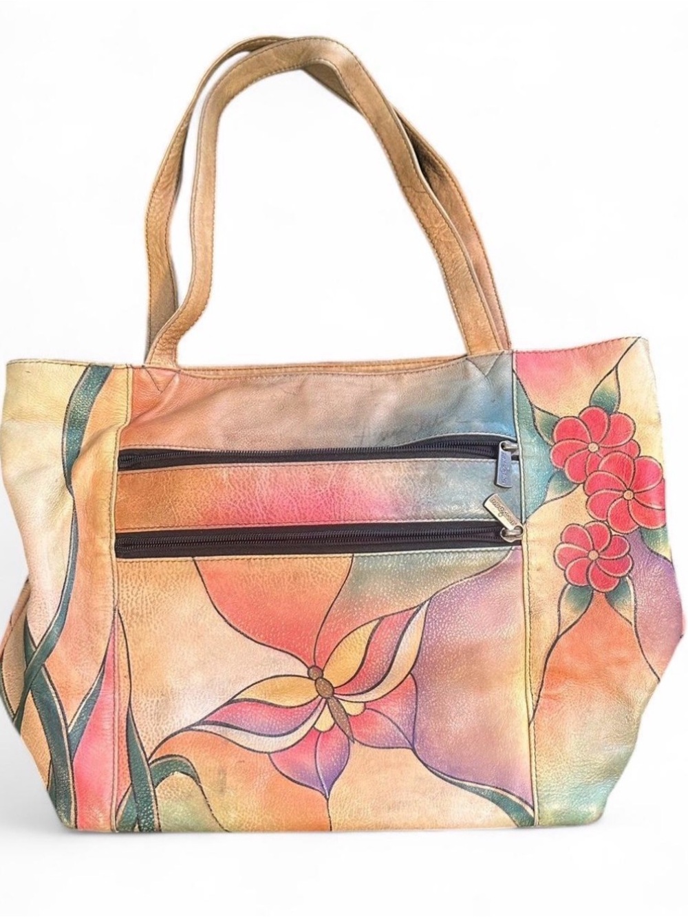 Anuschka Multicolor Floral Hand-Painted Leather Tote